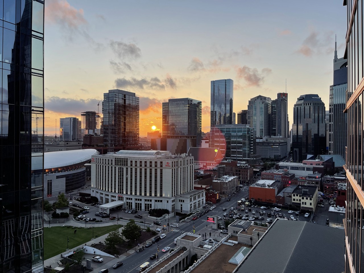 Golden hour sunset view